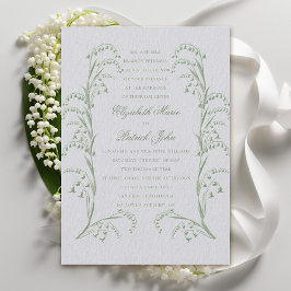 Faux gegraveerd Lily Valley Ivory Green Wedding Kaart