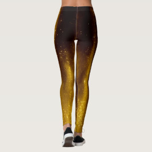 Faux gekleurd goud en glitter op zwart leggings