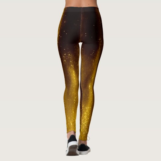 Faux gekleurd goud en glitter op zwart leggings (Achterkant)
