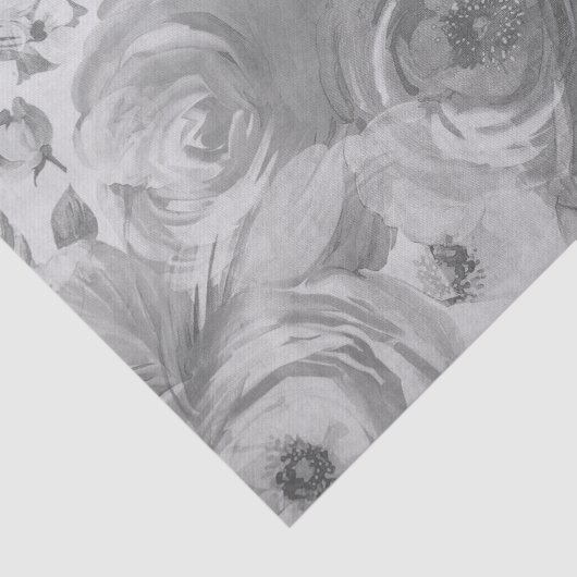 Faux-gekleurde Floral | Zwart-wit Tissuepapier (Detail)