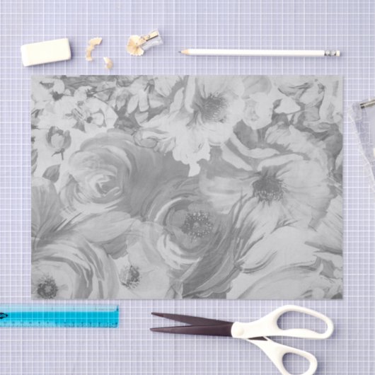 Faux-gekleurde Floral | Zwart-wit Tissuepapier (Craft)