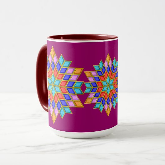 Faux Gemstone Star Quilt Mok (Voorkant links)