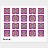 Faux Gemstone Star Quilt Vierkante Sticker (Vel)