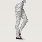 Faux Geometric Basket Weave Pattern - Silver/Grey Leggings (Rechts)