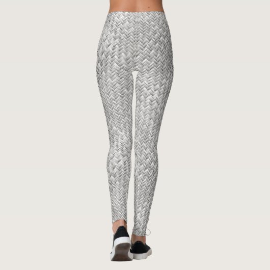 Faux Geometric Basket Weave Pattern - Silver/Grey Leggings (Achterkant)