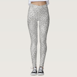 Faux Geometric Basket Weave Pattern - Silver/Grey Leggings