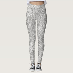 Faux Geometric Basket Weave Pattern - Silver/Grey Leggings