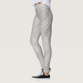 Faux Geometric Basket Weave Pattern - Silver/Grey Leggings (Links)