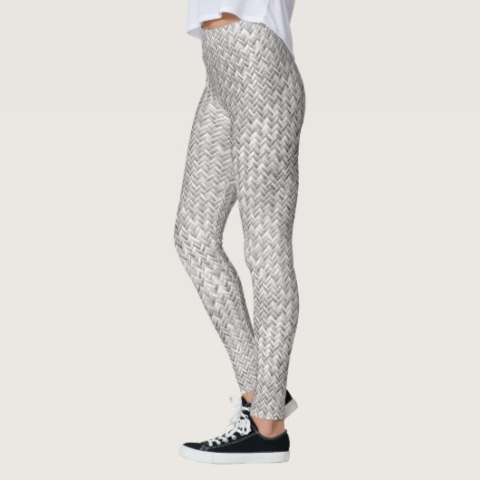 Faux Geometric Basket Weave Pattern - Silver/Grey Leggings (Links)
