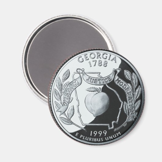 Faux Georgia State Quarter Magneet (Voorkant / Achterkant)