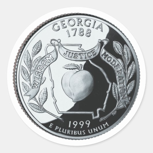 Faux Georgia State Quarter Ronde Sticker (Voorkant)
