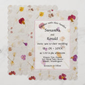 Faux geperste bloemen papier stijl bruiloft kaart (Voorkant / Achterkant)