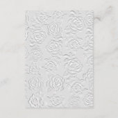 Faux geprägte witte rozen trouwdetails kaart (Achterkant)