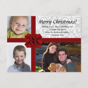 Faux geschenkdoos, 3-foto kerstgroet Briefkaart