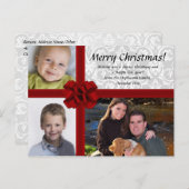 Faux geschenkdoos, 3-foto kerstgroet Briefkaart (Voorkant / Achterkant)