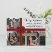Faux geschenkdoos, 3-foto kerstgroet kaart (Staand voorkant)