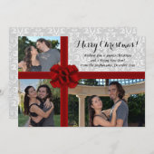 Faux geschenkdoos, 3-foto kerstgroet kaart (Voorkant / Achterkant)