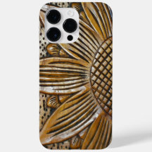 Faux Gesneden Houten Textuur Zonnebloem Carving