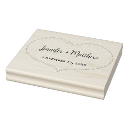 Faux gestikte boho hart gepersonaliseerde bruiloft rubberstempel