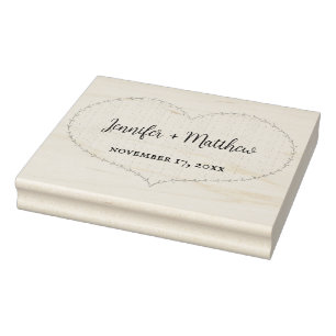 Faux gestikte boho hart gepersonaliseerde bruiloft rubberstempel