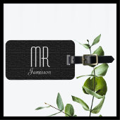 Faux getextureerde zwarte Burlap MR Custom Bagagel Bagagelabel