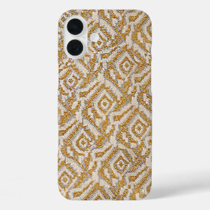 Faux Geweven Gouden Metallic Gatsby iPhone 16 Plus Hoesje