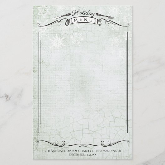 Faux gged papier Kerst vakantie menu briefpapier (Voorkant)