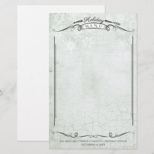 Faux gged papier Kerst vakantie menu briefpapier (Voorkant / Achterkant)