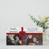 Faux Gift Bow, 2-Foto Kerstkaart (Staand voorkant)