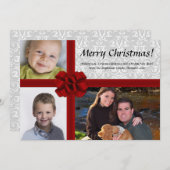 Faux Gift Box Bow, 3-fotokerstkaart Feestdagenkaart (Voorkant / Achterkant)