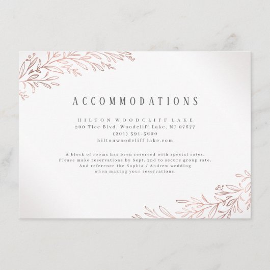 Faux Gilded Roos Gold Botanical accommodations Informatiekaartje (Voorkant)