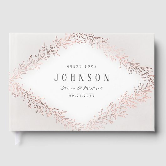 Faux gilded roos gold botanical elegant bruiloft gastenboek (Voorkant)