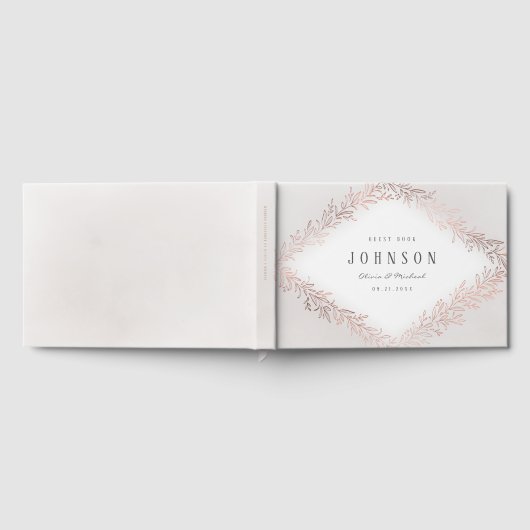 Faux gilded roos gold botanical elegant bruiloft gastenboek (Volledig)