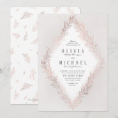 Faux gilded roos gold botanical elegant bruiloft kaart (Voorkant / Achterkant)