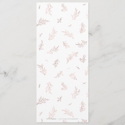 Faux gilded roos gold botanical elegant bruiloft menu (Achterkant)