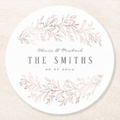 Faux gilded roos gold botanical elegant bruiloft ronde kartonnen onderzetter (Voorkant)