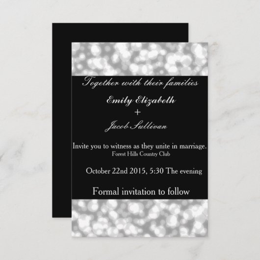Faux Glamours Elegant Wedding Silver Lights Save The Date (Voorkant / Achterkant)