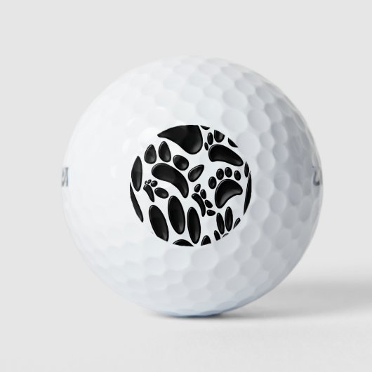 Faux Glanzend 3D Abstract Dog Pawprint Golfballen (Voorkant)