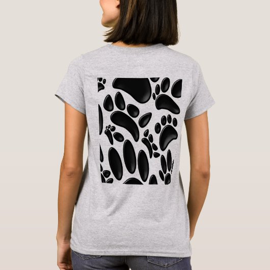 Faux Glanzend 3D Abstract Dog Pawprint T-shirt (Achterkant)