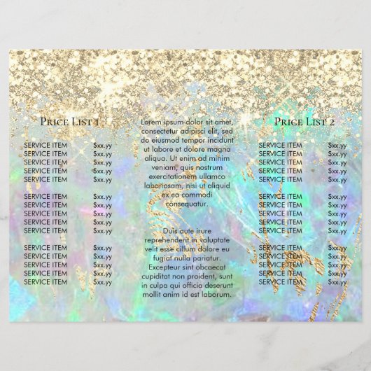 faux glanzend glitter opal trifold brochure (Achterkant)