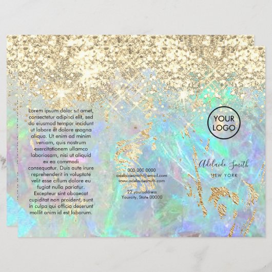 faux glanzend glitter opal trifold brochure (Voorkant / Achterkant)