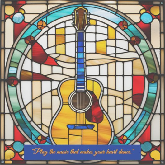 Faux Glas in lood akoestische gitaar Sticker (Voorkant)