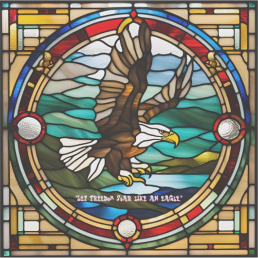 Faux Glas in lood Bald Eagle Sticker (Voorkant)
