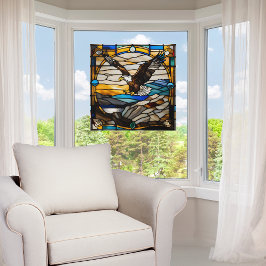 Faux Glas in lood Bald Eagle tijdens de vlucht Raamsticker