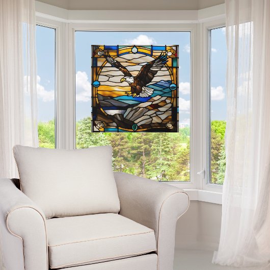 Faux Glas in lood Bald Eagle tijdens de vlucht Raamsticker