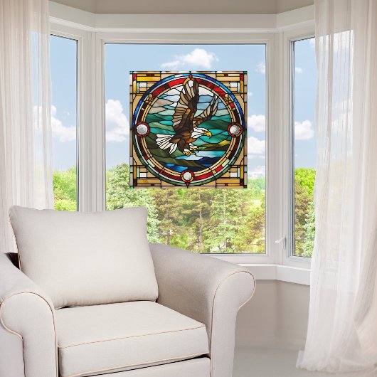 Faux Glas in lood Bald Eagle Window Cling Raamsticker
