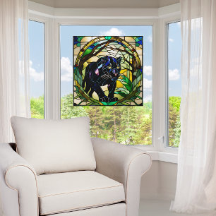 Faux Glas in lood Black Panther Raamsticker