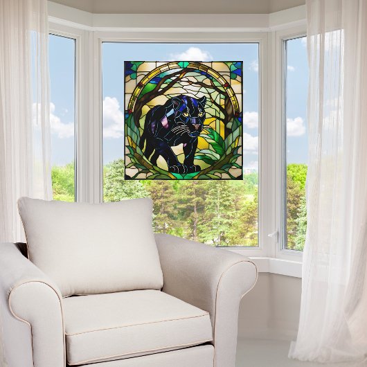 Faux Glas in lood Black Panther Raamsticker