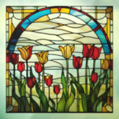 Faux Glas in lood bloeiende tulpentuin Raamsticker (Vel 3)