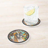 Faux Glas in lood Boxer Dog Zandsteen Onderzetter (Zijkant)